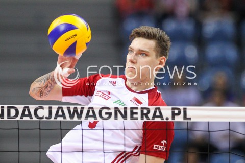  13.08.2017 KRAKOW (TAURON ARENA) <br />XV MEMORIAL HUBERTA JERZEGO WAGNERA <br />MECZ POLSKA - ROSJA ( MATCH POLAND - RUSSIA ) <br />N/Z BARTLOMIEJ LEMANSKI SYLWETKA ATAK <br /> 
