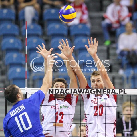  13.08.2017 KRAKOW (TAURON ARENA) <br />XV MEMORIAL HUBERTA JERZEGO WAGNERA <br />MECZ POLSKA - ROSJA ( MATCH POLAND - RUSSIA ) <br />N/Z GRZEGORZ LOMACZ MATEUSZ BIENIEK BLOK<br /> 