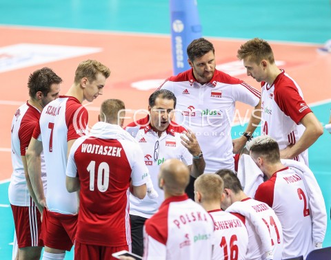  13.08.2017 KRAKOW (TAURON ARENA) <br />XV MEMORIAL HUBERTA JERZEGO WAGNERA <br />MECZ POLSKA - ROSJA ( MATCH POLAND - RUSSIA ) <br />N/Z FERDINANDO DE GIORGI - I TRENER ( HEAD COACH ) PIOTR GRUSZKA - II TRENER ( ASSISTANT COACH ) ARTUR SZALPUK MATEUSZ BIENIEK <br /> 