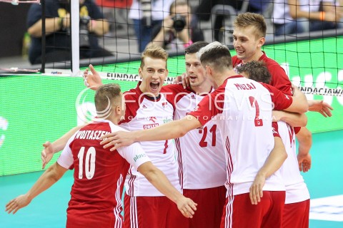 13.08.2017 KRAKOW (TAURON ARENA) <br />XV MEMORIAL HUBERTA JERZEGO WAGNERA <br />MECZ POLSKA - ROSJA ( MATCH POLAND - RUSSIA ) <br />N/Z ARTUR SZALPUK RAFAL BUSZEK MATEUSZ BIENIEK RADOSC EMOCJE <br /> 