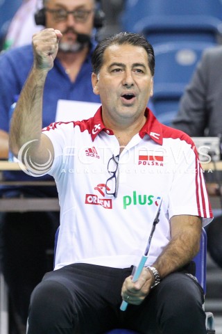  13.08.2017 KRAKOW (TAURON ARENA) <br />XV MEMORIAL HUBERTA JERZEGO WAGNERA <br />MECZ POLSKA - ROSJA ( MATCH POLAND - RUSSIA ) <br />N/Z FERDINANDO DE GIORGI - I TRENER ( HEAD COACH ) SYLWETKA RADOSC EMOCJE <br /> 