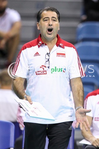  13.08.2017 KRAKOW (TAURON ARENA) <br />XV MEMORIAL HUBERTA JERZEGO WAGNERA <br />MECZ POLSKA - ROSJA ( MATCH POLAND - RUSSIA ) <br />N/Z FERDINANDO DE GIORGI - I TRENER ( HEAD COACH ) SYLWETKA ZLOSC EMOCJE<br /> 