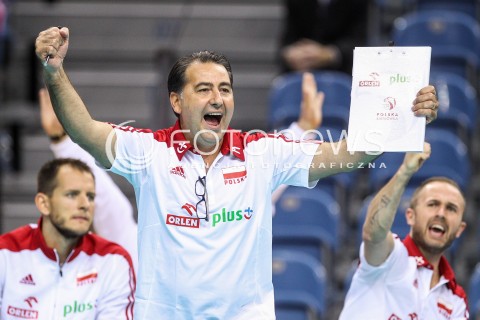  13.08.2017 KRAKOW (TAURON ARENA) <br />XV MEMORIAL HUBERTA JERZEGO WAGNERA <br />MECZ POLSKA - ROSJA ( MATCH POLAND - RUSSIA ) <br />N/Z FERDINANDO DE GIORGI - I TRENER ( HEAD COACH ) SYLWETKA RADOSC EMOCJE <br /> 