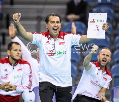  13.08.2017 KRAKOW (TAURON ARENA) <br />XV MEMORIAL HUBERTA JERZEGO WAGNERA <br />MECZ POLSKA - ROSJA ( MATCH POLAND - RUSSIA ) <br />N/Z FERDINANDO DE GIORGI - I TRENER ( HEAD COACH ) OSKAR KACZMARCZYK BARTOSZ KUREK RADOSC EMOCJE <br /> 