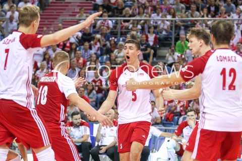  13.08.2017 KRAKOW (TAURON ARENA) <br />XV MEMORIAL HUBERTA JERZEGO WAGNERA <br />MECZ POLSKA - ROSJA ( MATCH POLAND - RUSSIA ) <br />N/Z LUKASZ KACZMAREK RADOSC EMOCJE <br /> 