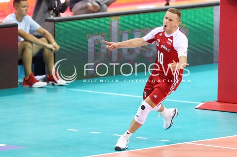  13.08.2017 KRAKOW (TAURON ARENA) <br />XV MEMORIAL HUBERTA JERZEGO WAGNERA <br />MECZ POLSKA - ROSJA ( MATCH POLAND - RUSSIA ) <br />N/Z DAMIAN WOJTASZEK RADOSC EMOCJE SYLWETKA <br /> 