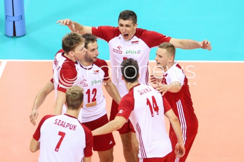  13.08.2017 KRAKOW (TAURON ARENA) <br />XV MEMORIAL HUBERTA JERZEGO WAGNERA <br />MECZ POLSKA - ROSJA ( MATCH POLAND - RUSSIA ) <br />N/Z LUKASZ KACZMAREK DAMIAN WOJTASZEK GRZEGORZ LOMACZ JAKUB KOCHANOWSKI RADOSC EMOCJE <br /> 