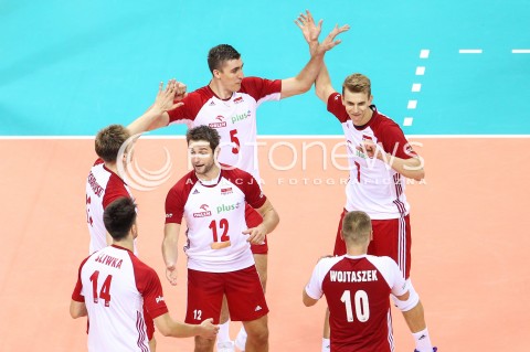  13.08.2017 KRAKOW (TAURON ARENA) <br />XV MEMORIAL HUBERTA JERZEGO WAGNERA <br />MECZ POLSKA - ROSJA ( MATCH POLAND - RUSSIA ) <br />N/Z LUKASZ KACZMAREK GRZEGORZ LOMACZ ARTUR SZALPUK JAKUB KOCHANOWSKI RADOSC EMOCJE <br /> 