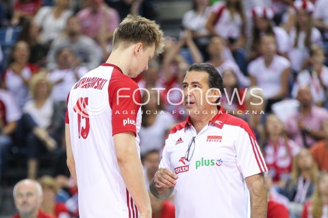  13.08.2017 KRAKOW (TAURON ARENA) <br />XV MEMORIAL HUBERTA JERZEGO WAGNERA <br />MECZ POLSKA - ROSJA ( MATCH POLAND - RUSSIA ) <br />N/Z FERDINANDO DE GIORGI - I TRENER ( HEAD COACH ) JAKUB KOCHANOWSKI <br /> 