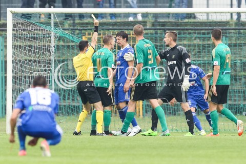  26.08.2017 STALOWA WOLA<br />PILKA NOZNA - II LIGA - 6. KOLEJKA<br />MECZ STAL STALOWA WOLA - LKS LODZ <br />N/Z JEWHEN RADIONOW ZOLTA KARTKA MATEUSZ STAPORSKI KLOTNIA DYSKUSJE<br /> 