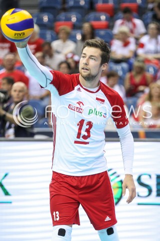  30.08.2017 KRAKOW ( TAURON ARENA ) <br />MISTRZOSTWA EUROPY W SIATKOWCE MEZCZYZN LOTTO EUROVOLLEY POLAND 2017 ( European Volleyball Championship ) <br />BARAZE ( Playoff Phase )<br />MECZ POLSKA - SLOWENIA ( Match Poland - Slovenia ) <br />N/Z MICHAL KUBIAK SYLWETKA <br /> 