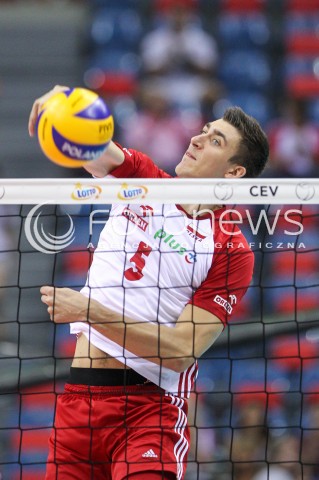  30.08.2017 KRAKOW ( TAURON ARENA ) <br />MISTRZOSTWA EUROPY W SIATKOWCE MEZCZYZN LOTTO EUROVOLLEY POLAND 2017 ( European Volleyball Championship ) <br />BARAZE ( Playoff Phase )<br />MECZ POLSKA - SLOWENIA ( Match Poland - Slovenia ) <br />N/Z LUKASZ KACZMAREK SYLWETKA ATAK <br /> 