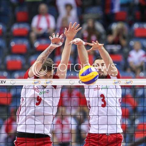  30.08.2017 KRAKOW ( TAURON ARENA ) <br />MISTRZOSTWA EUROPY W SIATKOWCE MEZCZYZN LOTTO EUROVOLLEY POLAND 2017 ( European Volleyball Championship ) <br />BARAZE ( Playoff Phase )<br />MECZ POLSKA - SLOWENIA ( Match Poland - Slovenia ) <br />N/Z BARTLOMIEJ LEMANSKI DAWID KONARSKI BLOK <br /> 