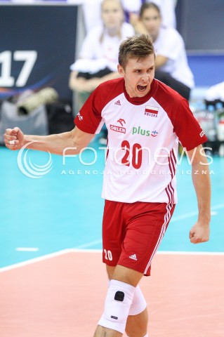  30.08.2017 KRAKOW ( TAURON ARENA ) <br />MISTRZOSTWA EUROPY W SIATKOWCE MEZCZYZN LOTTO EUROVOLLEY POLAND 2017 ( European Volleyball Championship ) <br />BARAZE ( Playoff Phase )<br />MECZ POLSKA - SLOWENIA ( Match Poland - Slovenia ) <br />N/Z MATEUSZ BIENIEK SYLWETKA RADOSC EMOCJE <br /> 