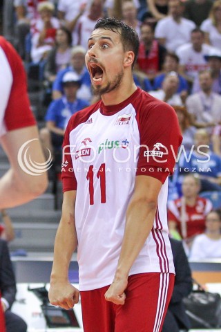  30.08.2017 KRAKOW ( TAURON ARENA ) <br />MISTRZOSTWA EUROPY W SIATKOWCE MEZCZYZN LOTTO EUROVOLLEY POLAND 2017 ( European Volleyball Championship ) <br />BARAZE ( Playoff Phase )<br />MECZ POLSKA - SLOWENIA ( Match Poland - Slovenia ) <br />N/Z FABIAN DRZYZGA SYLWETKA RADOSC EMOCJE <br /> 