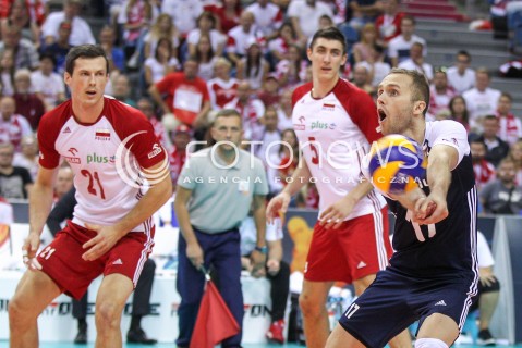  30.08.2017 KRAKOW ( TAURON ARENA ) <br />MISTRZOSTWA EUROPY W SIATKOWCE MEZCZYZN LOTTO EUROVOLLEY POLAND 2017 ( European Volleyball Championship ) <br />BARAZE ( Playoff Phase )<br />MECZ POLSKA - SLOWENIA ( Match Poland - Slovenia ) <br />N/Z PAWEL ZATORSKI LUKASZ KACZMAREK RAFAL BUSZEK <br /> 