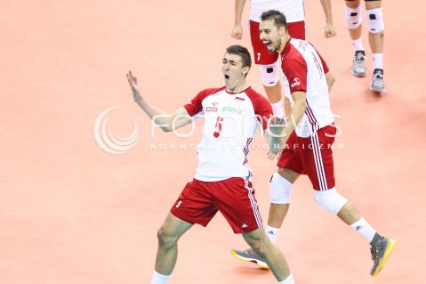  30.08.2017 KRAKOW ( TAURON ARENA ) <br />MISTRZOSTWA EUROPY W SIATKOWCE MEZCZYZN LOTTO EUROVOLLEY POLAND 2017 ( European Volleyball Championship ) <br />BARAZE ( Playoff Phase )<br />MECZ POLSKA - SLOWENIA ( Match Poland - Slovenia ) <br />N/Z LUKASZ KACZMAREK FABIAN DRZYZGA RADOSC EMOCJE <br /> 