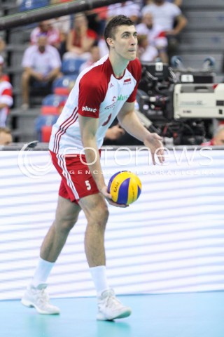  30.08.2017 KRAKOW ( TAURON ARENA ) <br />MISTRZOSTWA EUROPY W SIATKOWCE MEZCZYZN LOTTO EUROVOLLEY POLAND 2017 ( European Volleyball Championship ) <br />BARAZE ( Playoff Phase )<br />MECZ POLSKA - SLOWENIA ( Match Poland - Slovenia ) <br />N/Z LUKASZ KACZMAREK SYLWETKA <br /> 