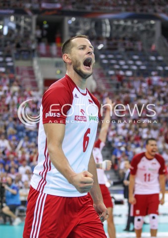  30.08.2017 KRAKOW ( TAURON ARENA ) <br />MISTRZOSTWA EUROPY W SIATKOWCE MEZCZYZN LOTTO EUROVOLLEY POLAND 2017 ( European Volleyball Championship ) <br />BARAZE ( Playoff Phase )<br />MECZ POLSKA - SLOWENIA ( Match Poland - Slovenia ) <br />N/Z BARTOSZ KUREK RADOSC EMOCJE SYLWETKA <br /> 