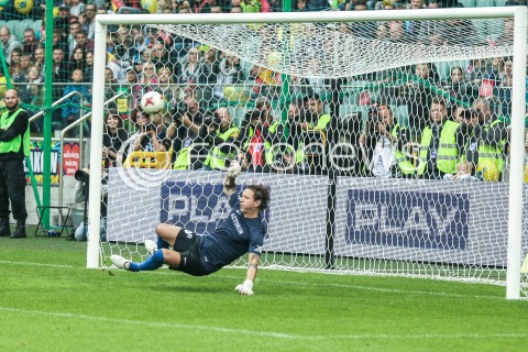  03.09.2017 WARSZAWA WIELKI MECZ 2017<br />GWIAZDY TVN VS REPREZENTACJA WOSP<br />STADION LEGII<br />N/Z  GOL BRAMKA RADOSLAW MAJDAN<br /> 