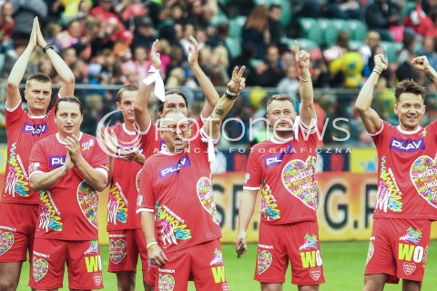  03.09.2017 WARSZAWA WIELKI MECZ 2017<br />GWIAZDY TVN VS REPREZENTACJA WOSP<br />STADION LEGII<br />N/Z  DRUZYNA WOSP JUREK JERZY OWSIAK JAROSLAW KUZNIAR<br /> 