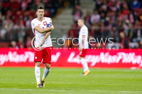  04.09.2017 WARSZAWA STADION NARODOWY <br />PILKA NOZNA REPREZENTACJA KWALIFIKACJE DO MISTRZOSTW SWIATA ROSJA 2018<br />Football European Qualifiers Fifa World Cup Russia 2018<br />MECZ POLSKA - KAZACHSTAN ( Poland - Kazakhstan )<br />N/Z ROBERT LEWANDOWSKI SYLWETKA <br /> 
