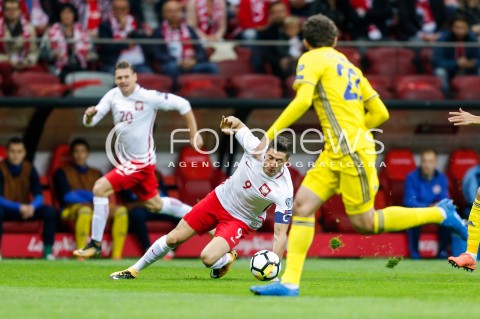  04.09.2017 WARSZAWA STADION NARODOWY <br />PILKA NOZNA REPREZENTACJA KWALIFIKACJE DO MISTRZOSTW SWIATA ROSJA 2018<br />Football European Qualifiers Fifa World Cup Russia 2018<br />MECZ POLSKA - KAZACHSTAN ( Poland - Kazakhstan )<br />N/Z ROBERT LEWANDOWSKI <br /> 
