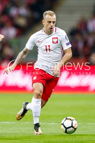  04.09.2017 WARSZAWA STADION NARODOWY <br />PILKA NOZNA REPREZENTACJA KWALIFIKACJE DO MISTRZOSTW SWIATA ROSJA 2018<br />Football European Qualifiers Fifa World Cup Russia 2018<br />MECZ POLSKA - KAZACHSTAN ( Poland - Kazakhstan )<br />N/Z KAMIL GROSICKI SYLWETKA <br /> 