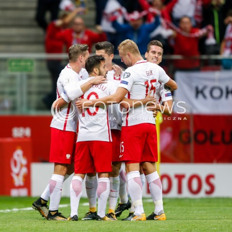  04.09.2017 WARSZAWA STADION NARODOWY <br />PILKA NOZNA REPREZENTACJA KWALIFIKACJE DO MISTRZOSTW SWIATA ROSJA 2018<br />Football European Qualifiers Fifa World Cup Russia 2018<br />MECZ POLSKA - KAZACHSTAN ( Poland - Kazakhstan )<br />N/Z ARKADIUSZ MILIK RADOSC BRAMKA GOL NA 1:0<br /> 