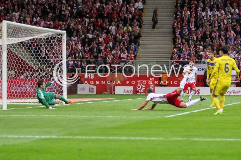 04.09.2017 WARSZAWA STADION NARODOWY <br />PILKA NOZNA REPREZENTACJA KWALIFIKACJE DO MISTRZOSTW SWIATA ROSJA 2018<br />Football European Qualifiers Fifa World Cup Russia 2018<br />MECZ POLSKA - KAZACHSTAN ( Poland - Kazakhstan )<br />N/Z ARKADIUSZ MILIK BRAMKA GOL NA 1:0 DAVID LORIA  <br /> 