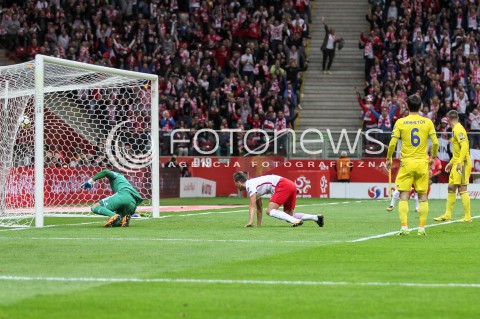  04.09.2017 WARSZAWA STADION NARODOWY <br />PILKA NOZNA REPREZENTACJA KWALIFIKACJE DO MISTRZOSTW SWIATA ROSJA 2018<br />Football European Qualifiers Fifa World Cup Russia 2018<br />MECZ POLSKA - KAZACHSTAN ( Poland - Kazakhstan )<br />N/Z ARKADIUSZ MILIK BRAMKA GOL NA 1:0 DAVID LORIA  <br /> 