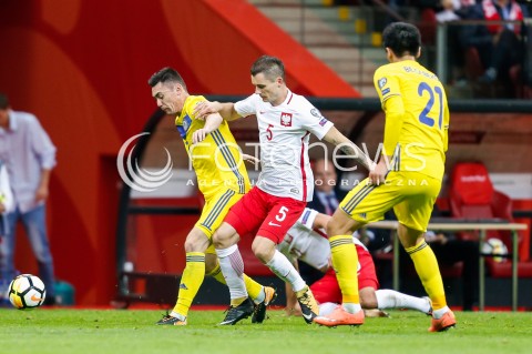  04.09.2017 WARSZAWA STADION NARODOWY <br />PILKA NOZNA REPREZENTACJA KWALIFIKACJE DO MISTRZOSTW SWIATA ROSJA 2018<br />Football European Qualifiers Fifa World Cup Russia 2018<br />MECZ POLSKA - KAZACHSTAN ( Poland - Kazakhstan )<br />N/Z KRZYSZTOF MACZYNSKI ASLAN DARABAYEV <br /> 