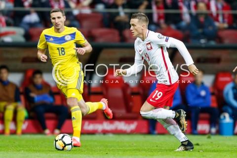  04.09.2017 WARSZAWA STADION NARODOWY <br />PILKA NOZNA REPREZENTACJA KWALIFIKACJE DO MISTRZOSTW SWIATA ROSJA 2018<br />Football European Qualifiers Fifa World Cup Russia 2018<br />MECZ POLSKA - KAZACHSTAN ( Poland - Kazakhstan )<br />N/Z PIOTR ZIELINSKI DMITRI SHOMKO <br /> 
