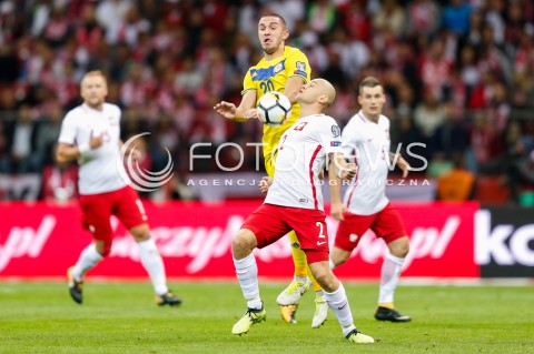 04.09.2017 WARSZAWA STADION NARODOWY <br />PILKA NOZNA REPREZENTACJA KWALIFIKACJE DO MISTRZOSTW SWIATA ROSJA 2018<br />Football European Qualifiers Fifa World Cup Russia 2018<br />MECZ POLSKA - KAZACHSTAN ( Poland - Kazakhstan )<br />N/Z MICHAL PAZDAN SERGEY KHIZHNICHENKO <br /> 