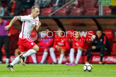  04.09.2017 WARSZAWA STADION NARODOWY <br />PILKA NOZNA REPREZENTACJA KWALIFIKACJE DO MISTRZOSTW SWIATA ROSJA 2018<br />Football European Qualifiers Fifa World Cup Russia 2018<br />MECZ POLSKA - KAZACHSTAN ( Poland - Kazakhstan )<br />N/Z KAMIL GROSICKI SYLWETKA <br /> 