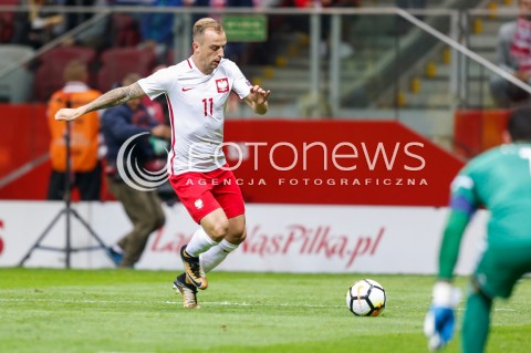  04.09.2017 WARSZAWA STADION NARODOWY <br />PILKA NOZNA REPREZENTACJA KWALIFIKACJE DO MISTRZOSTW SWIATA ROSJA 2018<br />Football European Qualifiers Fifa World Cup Russia 2018<br />MECZ POLSKA - KAZACHSTAN ( Poland - Kazakhstan )<br />N/Z KAMIL GROSICKI SYLWETKA <br /> 