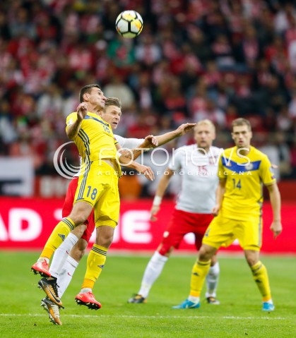  04.09.2017 WARSZAWA STADION NARODOWY <br />PILKA NOZNA REPREZENTACJA KWALIFIKACJE DO MISTRZOSTW SWIATA ROSJA 2018<br />Football European Qualifiers Fifa World Cup Russia 2018<br />MECZ POLSKA - KAZACHSTAN ( Poland - Kazakhstan )<br />N/Z LUKASZ PISZCZEK DMITRI SHOMKO <br /> 