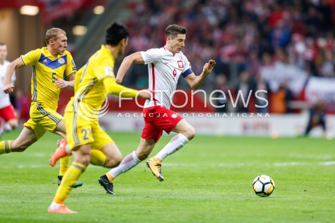  04.09.2017 WARSZAWA STADION NARODOWY <br />PILKA NOZNA REPREZENTACJA KWALIFIKACJE DO MISTRZOSTW SWIATA ROSJA 2018<br />Football European Qualifiers Fifa World Cup Russia 2018<br />MECZ POLSKA - KAZACHSTAN ( Poland - Kazakhstan )<br />N/Z ROBERT LEWANDOWSKI <br /> 