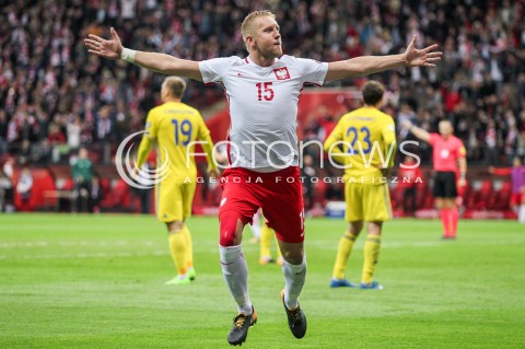  04.09.2017 WARSZAWA STADION NARODOWY <br />PILKA NOZNA REPREZENTACJA KWALIFIKACJE DO MISTRZOSTW SWIATA ROSJA 2018<br />Football European Qualifiers Fifa World Cup Russia 2018<br />MECZ POLSKA - KAZACHSTAN ( Poland - Kazakhstan )<br />N/Z KAMIL GLIK SYLWETKA RR BRAMKA GOL NA 2:0 EMOCJE RADOSC <br /> 
