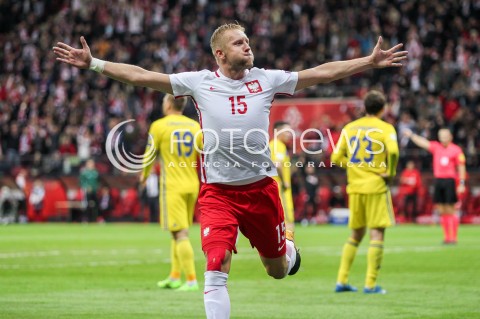  04.09.2017 WARSZAWA STADION NARODOWY <br />PILKA NOZNA REPREZENTACJA KWALIFIKACJE DO MISTRZOSTW SWIATA ROSJA 2018<br />Football European Qualifiers Fifa World Cup Russia 2018<br />MECZ POLSKA - KAZACHSTAN ( Poland - Kazakhstan )<br />N/Z KAMIL GLIK SYLWETKA RR BRAMKA GOL NA 2:0 EMOCJE RADOSC <br /> 