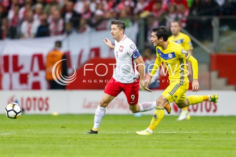  04.09.2017 WARSZAWA STADION NARODOWY <br />PILKA NOZNA REPREZENTACJA KWALIFIKACJE DO MISTRZOSTW SWIATA ROSJA 2018<br />Football European Qualifiers Fifa World Cup Russia 2018<br />MECZ POLSKA - KAZACHSTAN ( Poland - Kazakhstan )<br />N/Z ROBERT LEWANDOWSKI <br /> 