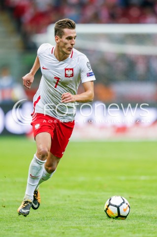  04.09.2017 WARSZAWA STADION NARODOWY <br />PILKA NOZNA REPREZENTACJA KWALIFIKACJE DO MISTRZOSTW SWIATA ROSJA 2018<br />Football European Qualifiers Fifa World Cup Russia 2018<br />MECZ POLSKA - KAZACHSTAN ( Poland - Kazakhstan )<br />N/Z ARKADIUSZ MILIK SYLWETKA <br /> 