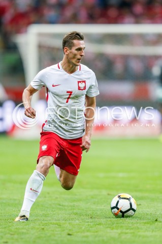  04.09.2017 WARSZAWA STADION NARODOWY <br />PILKA NOZNA REPREZENTACJA KWALIFIKACJE DO MISTRZOSTW SWIATA ROSJA 2018<br />Football European Qualifiers Fifa World Cup Russia 2018<br />MECZ POLSKA - KAZACHSTAN ( Poland - Kazakhstan )<br />N/Z ARKADIUSZ MILIK SYLWETKA <br /> 