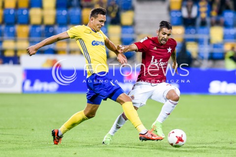 08.09.2017 GDYNIA <br />PILKA NOZNA - EKSTRAKLASA SEZON 2017/2018<br />MECZ ARKA GDYNIA - WISLA KRAKOW<br />N/Z DAWID SOLDECKI ZE MANUEL<br /> 