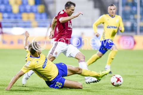  08.09.2017 GDYNIA <br />PILKA NOZNA - EKSTRAKLASA SEZON 2017/2018<br />MECZ ARKA GDYNIA - WISLA KRAKOW<br />N/Z FREDERIK HELSTRUP RAFAL BOGUSKI<br /> 