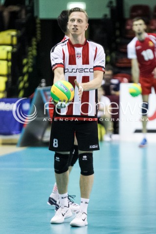  14.09.2017 KROSNO  <br />X MIEDZYNARODOWY TURNIEJ O PUCHAR PREZYDENTA MIASTA KROSNA<br />MECZ ASSECO RESOVIA - LOKOMOTIV CHARKOW <br />N/Z ELVISS KRASTINS SYLWETKA <br /> 