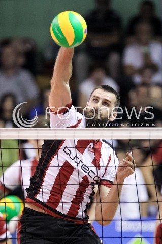  14.09.2017 KROSNO  <br />X MIEDZYNARODOWY TURNIEJ O PUCHAR PREZYDENTA MIASTA KROSNA<br />MECZ ASSECO RESOVIA - LOKOMOTIV CHARKOW <br />N/Z MARCIN MOZDZONEK SYLWETKA ATAK <br /> 