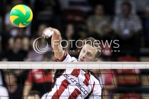  14.09.2017 KROSNO  <br />X MIEDZYNARODOWY TURNIEJ O PUCHAR PREZYDENTA MIASTA KROSNA<br />MECZ ASSECO RESOVIA - LOKOMOTIV CHARKOW <br />N/Z ELVISS KRASTINS SYLWETKA ATAK <br /> 