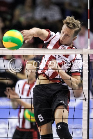  14.09.2017 KROSNO  <br />X MIEDZYNARODOWY TURNIEJ O PUCHAR PREZYDENTA MIASTA KROSNA<br />MECZ ASSECO RESOVIA - LOKOMOTIV CHARKOW <br />N/Z ELVISS KRASTINS SYLWETKA ATAK <br /> 