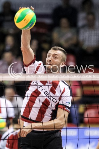  14.09.2017 KROSNO  <br />X MIEDZYNARODOWY TURNIEJ O PUCHAR PREZYDENTA MIASTA KROSNA<br />MECZ ASSECO RESOVIA - LOKOMOTIV CHARKOW <br />N/Z LUKASZ PERLOWSKI SYLWETKA ATAK <br /> 